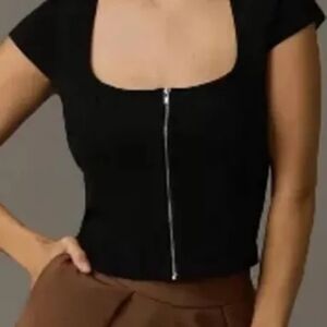 ANTHROPOLOGIE MAEVE zip up crop sweater